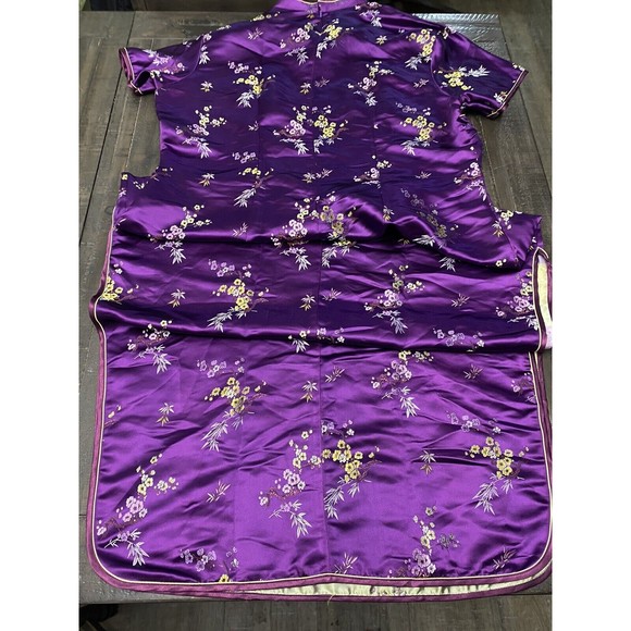 Mu lan Cheongsam Qipao purple Chinese Floral pattern Dress xxl - Picture 10 of 11